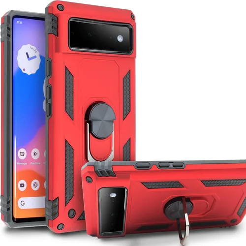 Vista 6 de Funda compatible con Google Pixel 6, funda para Google Pixel6, soporte magnético de anillo para dedo, soporte de grado militar, funda para teléfono