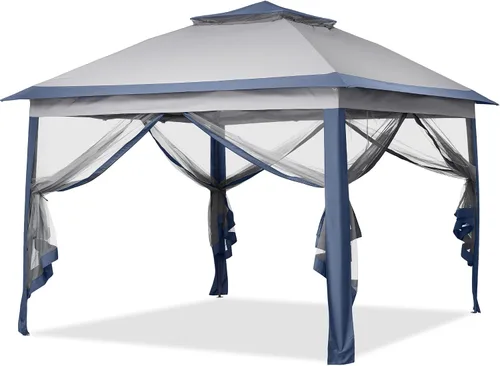 Vista 15 de GDY 11x11 ft Gazebo Tent Folding Heavy Duty Height Adjustable Sun Shelter Gazebos, White