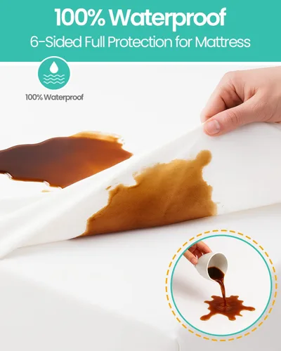 Vista 4 de Protector de colchón individual XL de 39 x 80 pulgadas de profundidad de 9 pulgadas de profundidad. Funda de colchón con somier, impermeable, suave