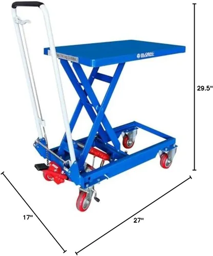 Vista 9 de Global Industrial Mesa elevadora de tijera móvil con mango plegable, plataforma de 27 x 17, capacidad de 330 libras