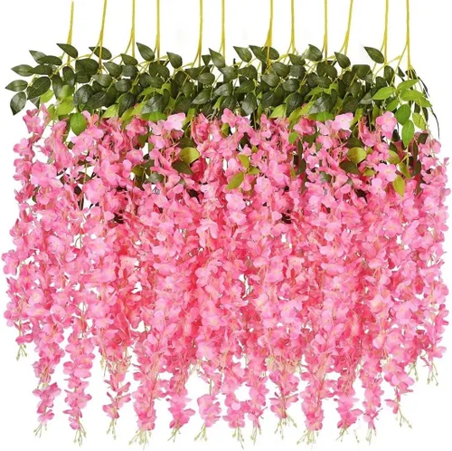 Vista 13 de Paquete de 12 guirnaldas de vides de flores de glicina, cuerdas de flores artificiales de 3.75 pies, flores colgantes falsas, guirnaldas de glicina