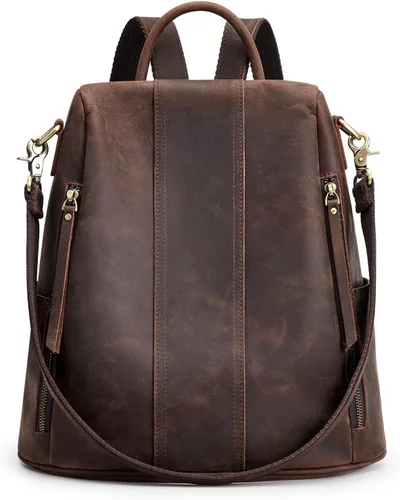 Vista 11 de S-ZONE - Mochila de piel suave para mujer, antirrobo, mediana, bolsa de hombro 2-negro