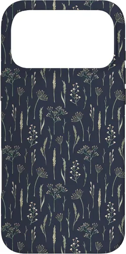 Vista 22 de Funda neutra Boho Dry Wildflower Meadow Botanical (azul marino) para iPhone 16