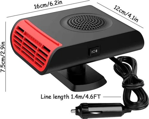 Vista 2 de Calentador de Coche, Calentador de Coche Portátil de 12V 150W que se Conecta al Encendedor de Cigarrillos, Calefacción Rápida 2 en 1 Descongelador