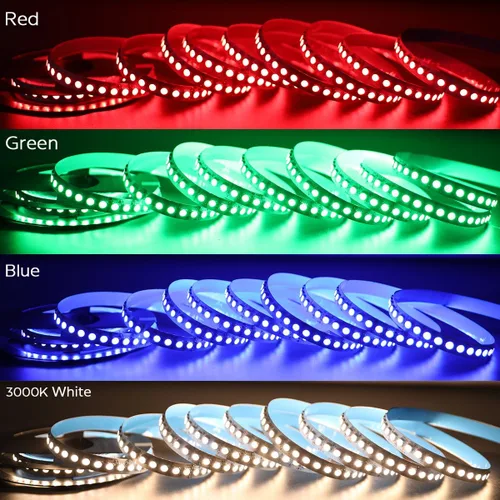 Vista 5 de Tira de luz LED RGBW de 24 voltios más brillante RGBW de alto CRI RGB+blanco cálido, 16.4 ft/16.4 pies denso 600 LED de alto lumen 5050 0.472 in