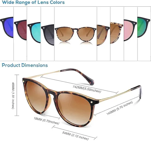 Vista 6 de Carfia Vintage Sunglasses for Women Polarized UV Protection Classic Retro
