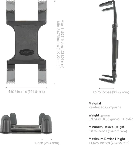 Vista 5 de ARKON Mounts - Soporte de tableta de succión adhesiva resistente Diseño con resorte Rotación de 360 grados Soporte de tableta