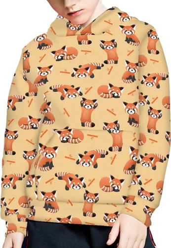 Vista 4 de Sudaderas con capucha unisex para niños, con bolsillos frontales, para otoño e invierno, atlética, de manga larga, sudadera con capucha de 6 a 16