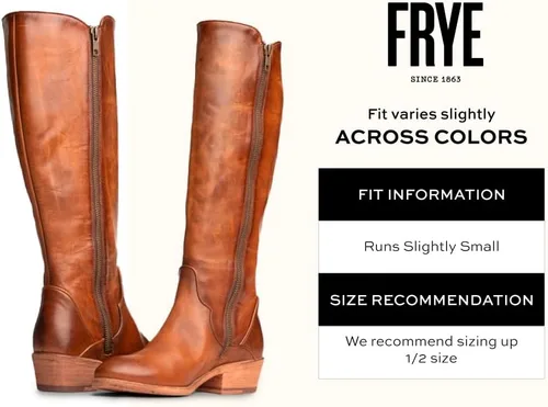 Vista 2 de Frye Carson - Botas altas para mujer hechas de cuero anticuado con ribetes de estilo occidental, cierre de cremallera interior y tacón bajo, altura