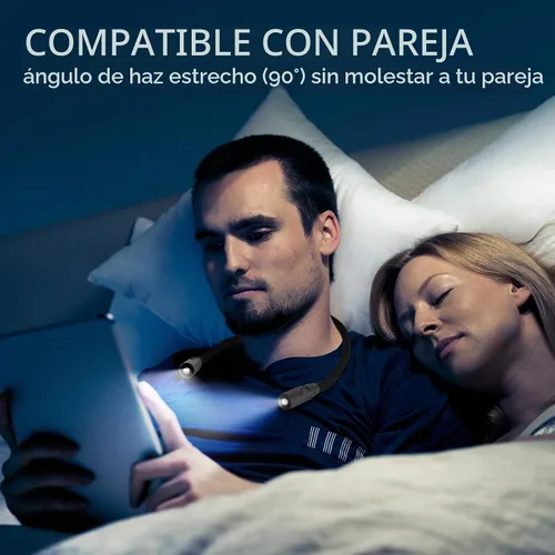 Vista 2 de Luz de cuello recargable manos libres con 3 modos de color ajustables, negro