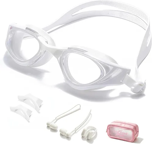 Vista 15 de Gafas de natación, visión súper clara, gafas de natación para adultos, adecuadas para todo tipo de programas de natación Negro Blanco
