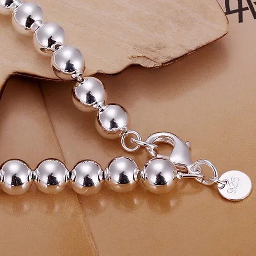 Vista 7 de Brazalete de plata esterlina 925 con cuentas redondas, 8 mm