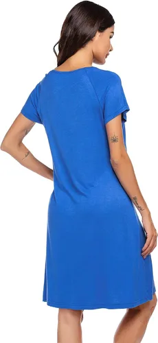 Vista 6 de Ekouaer Vestido de lactancia 3 en 1, camisón de maternidad, parto y lactancia materna con botón