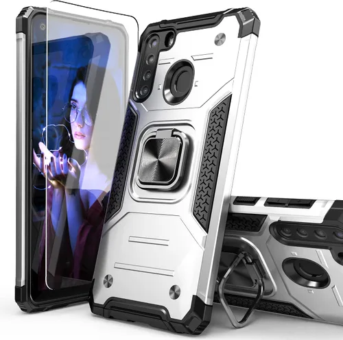 Vista 8 de Funda para Galaxy A15 con protector de pantalla negro para hombres y niños, cubierta híbrida de prueba de caídas con soporte para tarjeta de montaje