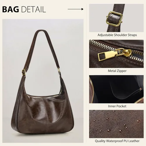 Vista 3 de Sightor Hobo Bags - Bolso de cuero para mujer, ultra suave, vegano, bolso de hombro vintage, bolso de mano moderno para uso diario