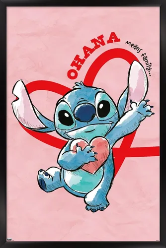 Vista 8 de Trends International Disney Lilo and Stitch - Póster de pared de corazones, 22.4 pulgadas de largo x 14.7 pulgadas, versión enmarcada en madera