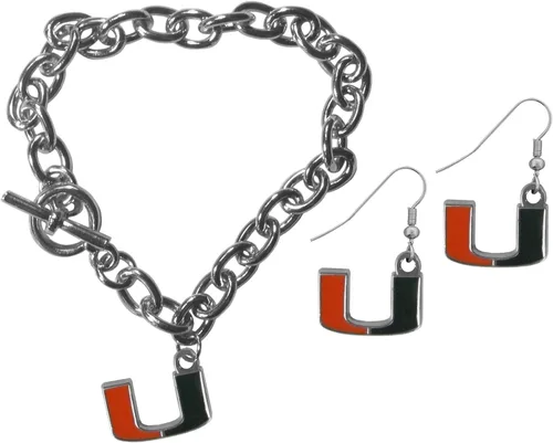 Vista 21 de Siskiyou Sports NCAA unisex-adult Chain Bracelet and Dangle Earring Set