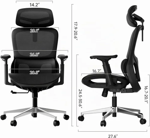 Vista 2 de Hbada P2 Silla de oficina ergonómica con soporte lumbar 3D, sillas de malla con brazos de rotación 3D de 360°, reposacabezas 3D y asiento cómodo