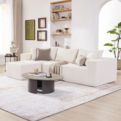 Vista 6 de Weture Sofá modular en forma de U de pana afelpada en forma de L, sofás modulares convertibles sin estructura para sala de estar, 107.4 pulgadas, 4