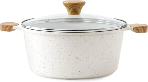 Vista 9 de SENSARTE Olla de cerámica antiadherente con tapa, olla de cocción de inducción de 4.5 cuartos de galón con tapa de vidrio templado, olla