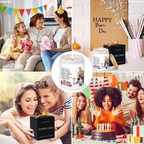 Vista 6 de Vela perfumada floral – Linda vela de cumpleaños para mujeres, mejor amiga, mamá, abuela, suegra