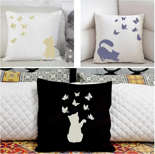 Vista 6 de Plantilla de gato Mylar hoja mariposa plantilla para pintar pared dormitorio baño moderno Shabby Chic arte artesanal