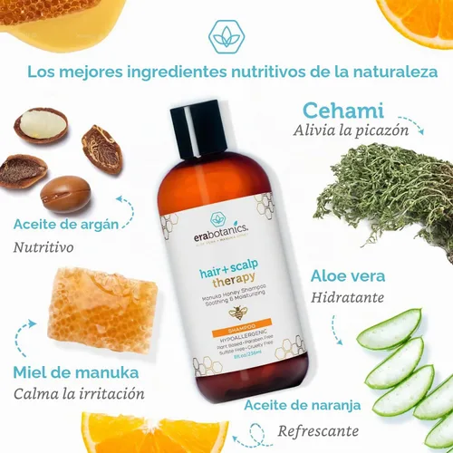 Vista 2 de Era Organics, champú libre de sulfato para la caspa, psoriasis, eczema, cuero cabelludo seco y con picazón (4 onzas)