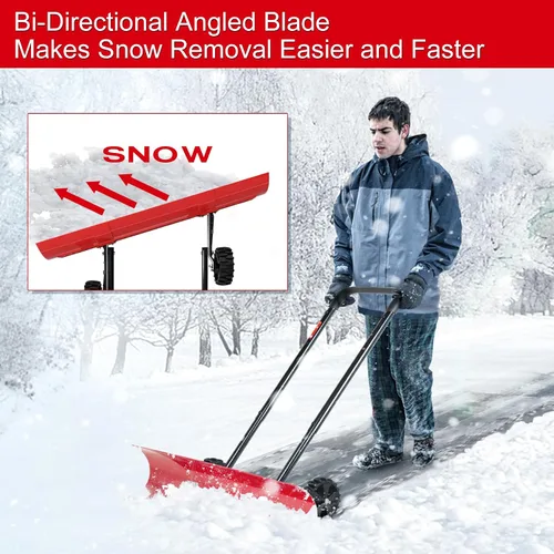 Vista 3 de Brewin Tools - Pala de nieve de 38 pulgadas para calzada, Brewin SnowPro resistente bidireccional con ruedas y hoja angular para una eficiente