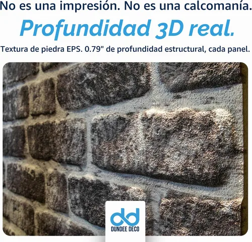 Vista 2 de Dundee Deco Paneles de pared 3D de ladrillo sintético, revestimiento, paneles de pared con aspecto de piedra blanca carbón, revestimiento de espuma