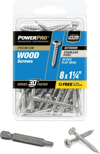 Vista 13 de Power Pro Tornillos de madera para exteriores de alta calidad, tornillos de cubierta multiusos #8 x 1-1/4 pulgadas para proyectos al aire libre