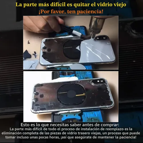 Vista 3 de Funda trasera de repuesto compatible con iPhone 8 de 4.7" + Herramientas profesionales (Gris espacial)