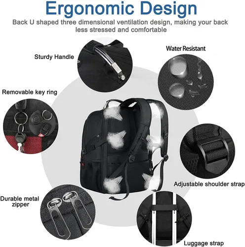 Vista 3 de Z-MGKISS - Mochila de viaje extra grande, 52L, TSA, 17.3 pulgadas, antirrobo, mochila grande de 17 pulgadas para portátil de negocios, para hombres