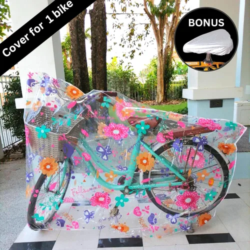 Vista 3 de Funda para bicicleta, bonita funda transparente para almacenamiento al aire libre, impermeable, material Ripstop resistente, protección para todo