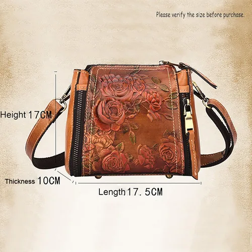 Vista 2 de Bolso cruzado de cuero para mujer, con asa superior, bolso de mano vintage