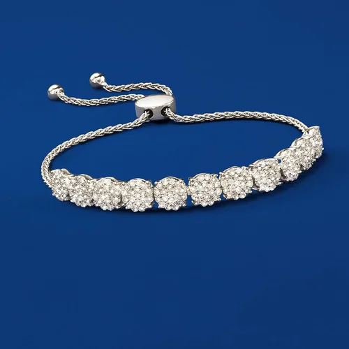 Vista 5 de Ross-Simons Pulsera bolo de diamantes de 2.00 quilates en plata de ley, Diamante, diamante