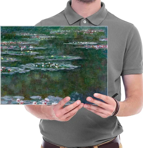 Vista 6 de Wieco Art Lienzos de nenúfares en lienzo para pared, imágenes de Claude Monet, flores famosas, pinturas al óleo para dormitorio, baño, hogar
