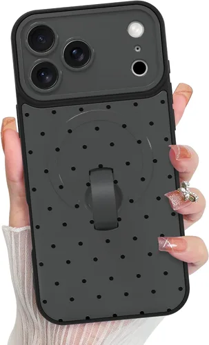 Vista 156 de KANGHAR Compatible con iPhone 17 Pro Case Spot Pattern - Negro Mancha rosada negra