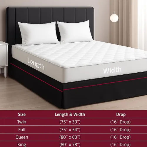 Vista 5 de LUX Décor Falda de Cama King de 16 Pulgadas de Caída - Falda de Cama Plisada de Microfibra Cepillada - Fácil Ajuste, Resistente a Arrugas y Negro