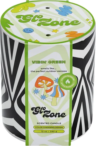 Vista 3 de Glo Zone Vela perfumada de cerámica que cambia de color lento, 12 oz - Vibin' Green