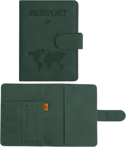 Vista 10 de Funda para pasaporte para viajes, funda para pasaporte con ranura para tarjeta de crédito y ranura para tarjeta de embarque, funda para pasaporte