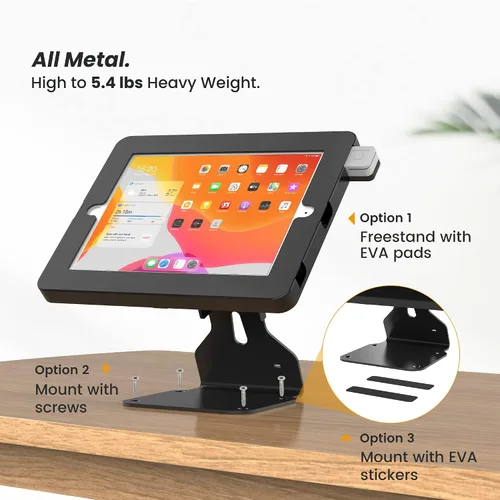 Vista 9 de Soporte para tablet compatible con iPad de 10.2 pulgadas, generación 7, 8, 9ª, de metal pesado, giratorio, giratorio, para escritorio