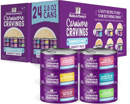 Vista 17 de Stella & Chewy's Carnivore Cravings Purrfect Paté - Alimento húmedo prémium sin granos para gatos, receta de pollo y atún, alto contenido