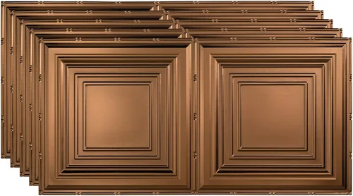 Vista 27 de FASÄDE Panel de techo decorativo de vinilo decorativo de 2 x 4 pies de estilo tradicional / patrón 3 en aluminio cepillado (paquete de 5)