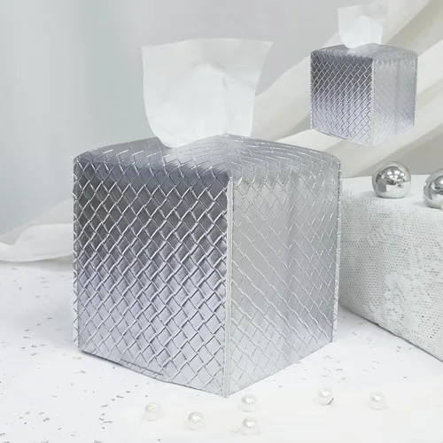 Vista 10 de HOMOTEK Paquete de 2 fundas para caja de pañuelos, soporte cuadrado de piel sintética, organizador de papel decorativo para baño, mesitas de noche