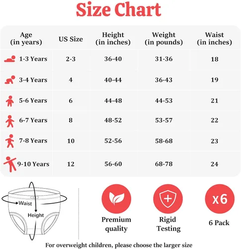 Vista 6 de SYNPOS Ropa interior para niñas 100% algodón, ropa interior transpirable para niñas, ropa interior cómoda para bebés, 6 paquetes