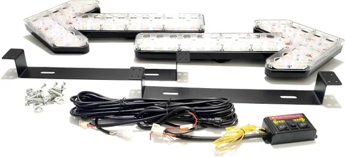 Vista 3 de CFLMYYXGS12V-24V Luz de señal de flecha LED impermeable ámbar con carcasa transparente para vehículos de construcción, barredoras, carros de agua