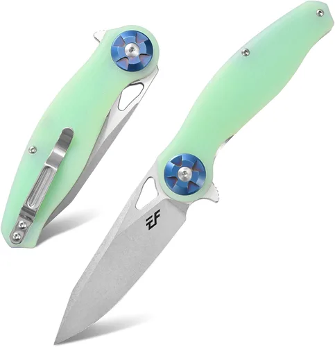 Vista 10 de Eafengrow EF76 Cuchillo plegable para acampar EDC Cuchillo de bolsillo con mango G10 y hoja D2 lavada a la piedra Herramienta de caza al aire libre