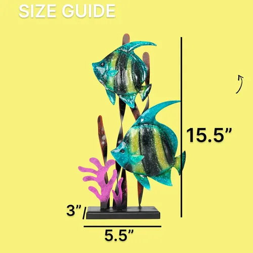 Vista 3 de Made Easy Kit Arte de metal de pescado independiente, decoración para el hogar y la cocina, escultura de escultura antigua y colorida artesanía