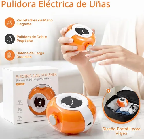 Vista 2 de Cortador de uñas eléctrico 2 en 1 y pulidor de uñas (naranja)