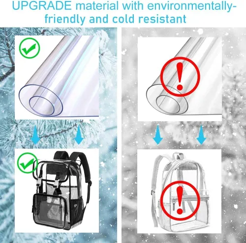 Vista 5 de Mochila transparente, aprobada por el estadio, para niñas y niños, mochila transparente de PVC resistente para mujeres y hombres